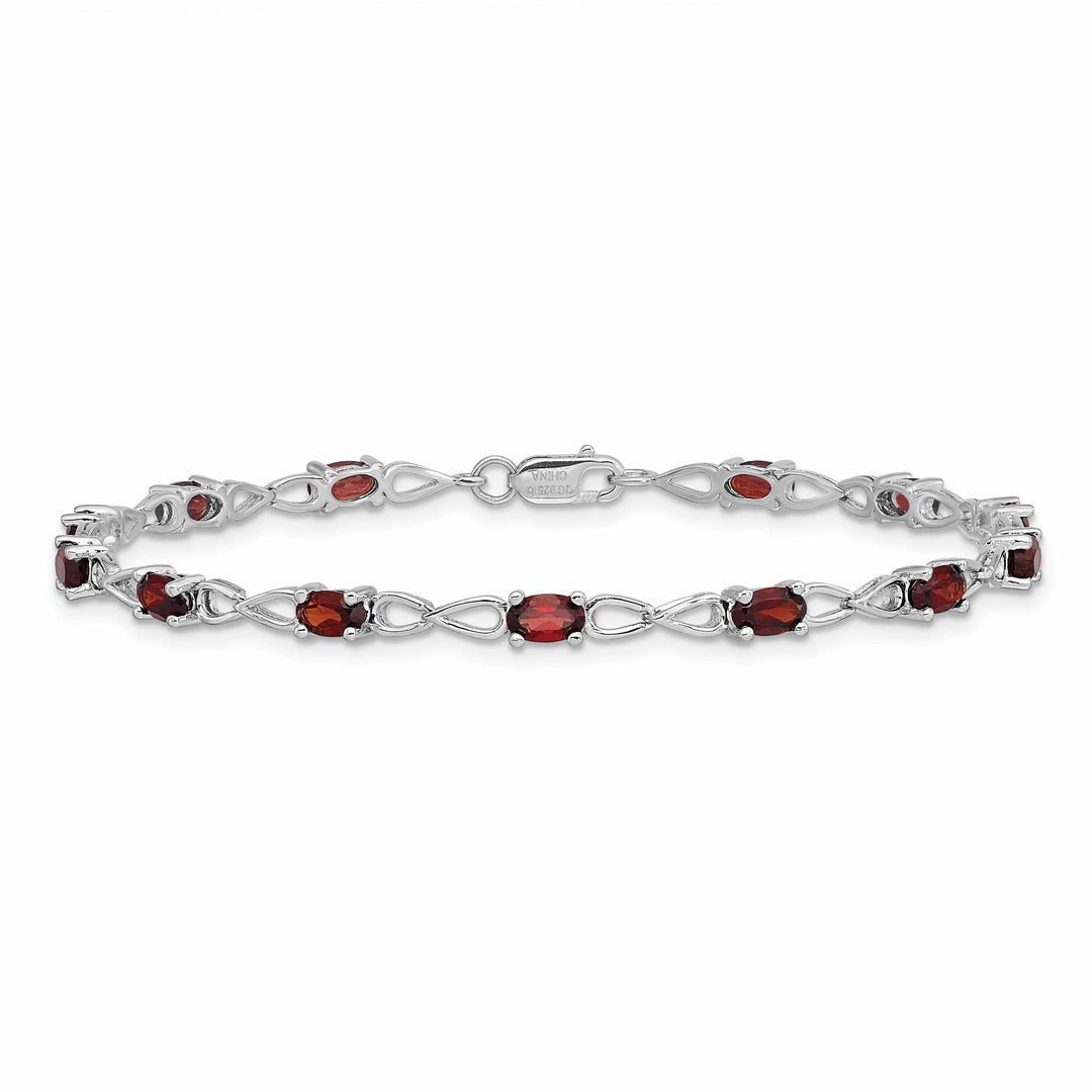 Lovely Rita's Bracelets Silver Oval Stones Garnet Gemstone Bracelet