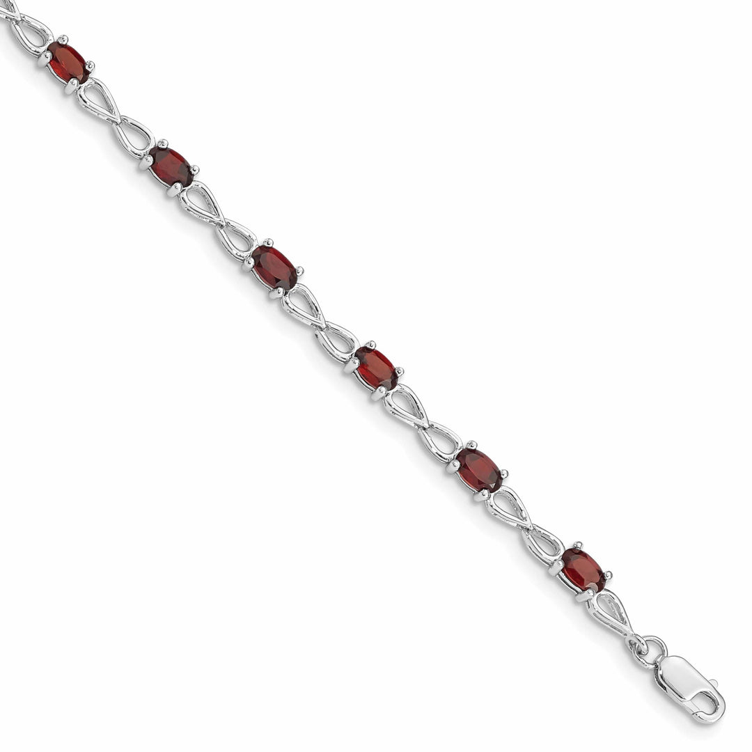 Lovely Rita's Bracelets Silver Oval Stones Garnet Gemstone Bracelet