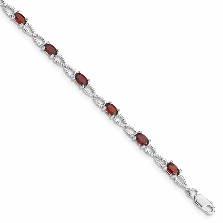Lovely Rita's Bracelets Silver Oval Stones Garnet Gemstone Bracelet
