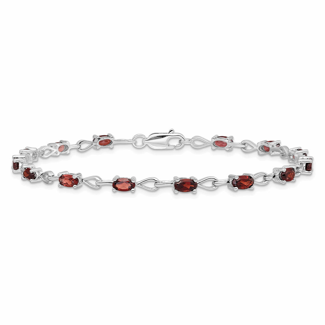 Lovely Rita's Bracelets Silver Oval Stones Garnet Gemstone Bracelet