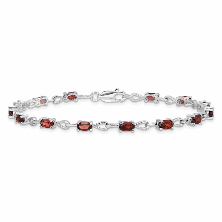 Lovely Rita's Bracelets Silver Oval Stones Garnet Gemstone Bracelet