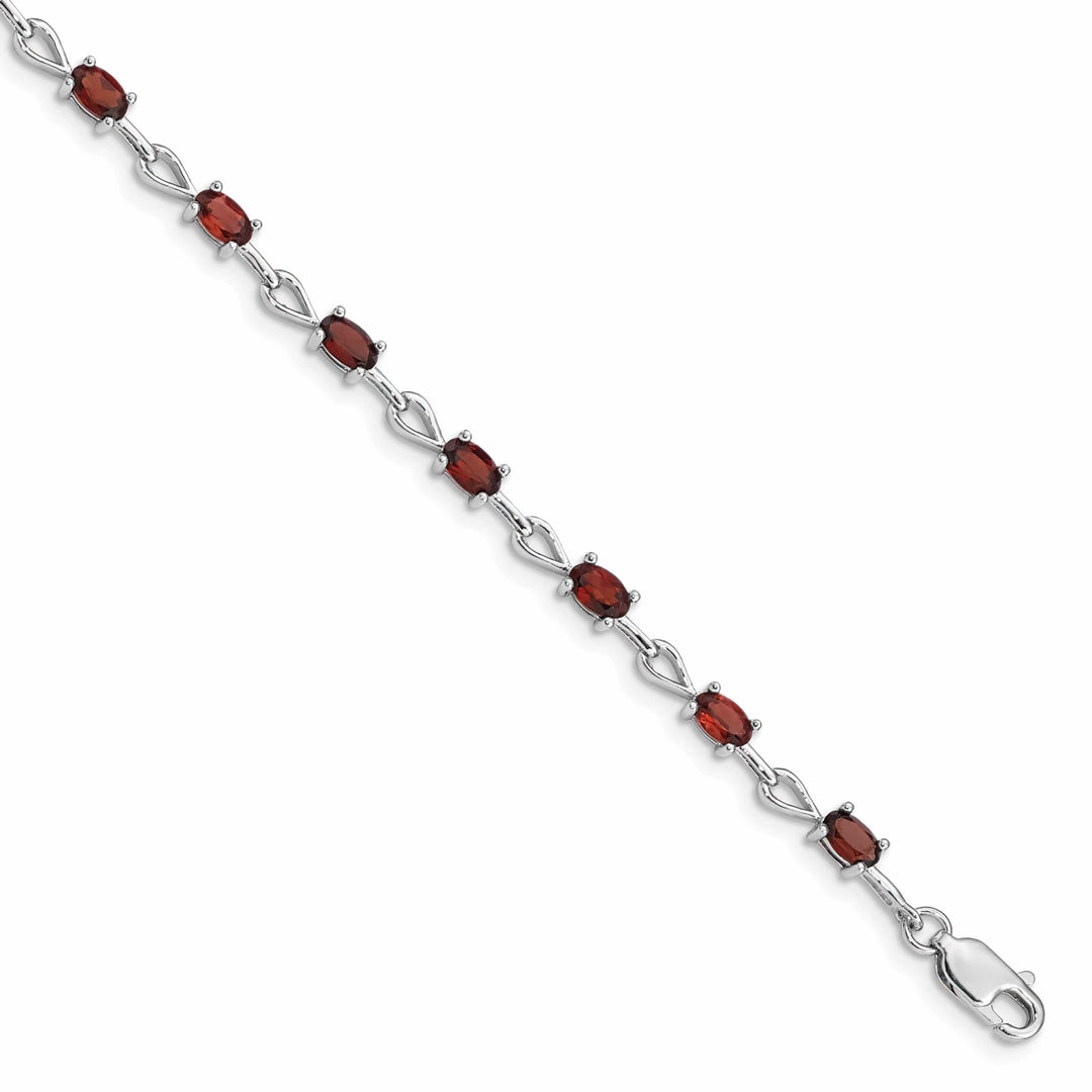Lovely Rita's Bracelets Silver Oval Stones Garnet Gemstone Bracelet