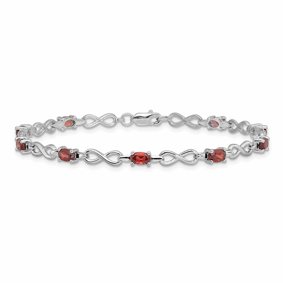 Lovely Rita's Bracelets Silver Oval Stones Garnet Gemstone Bracelet