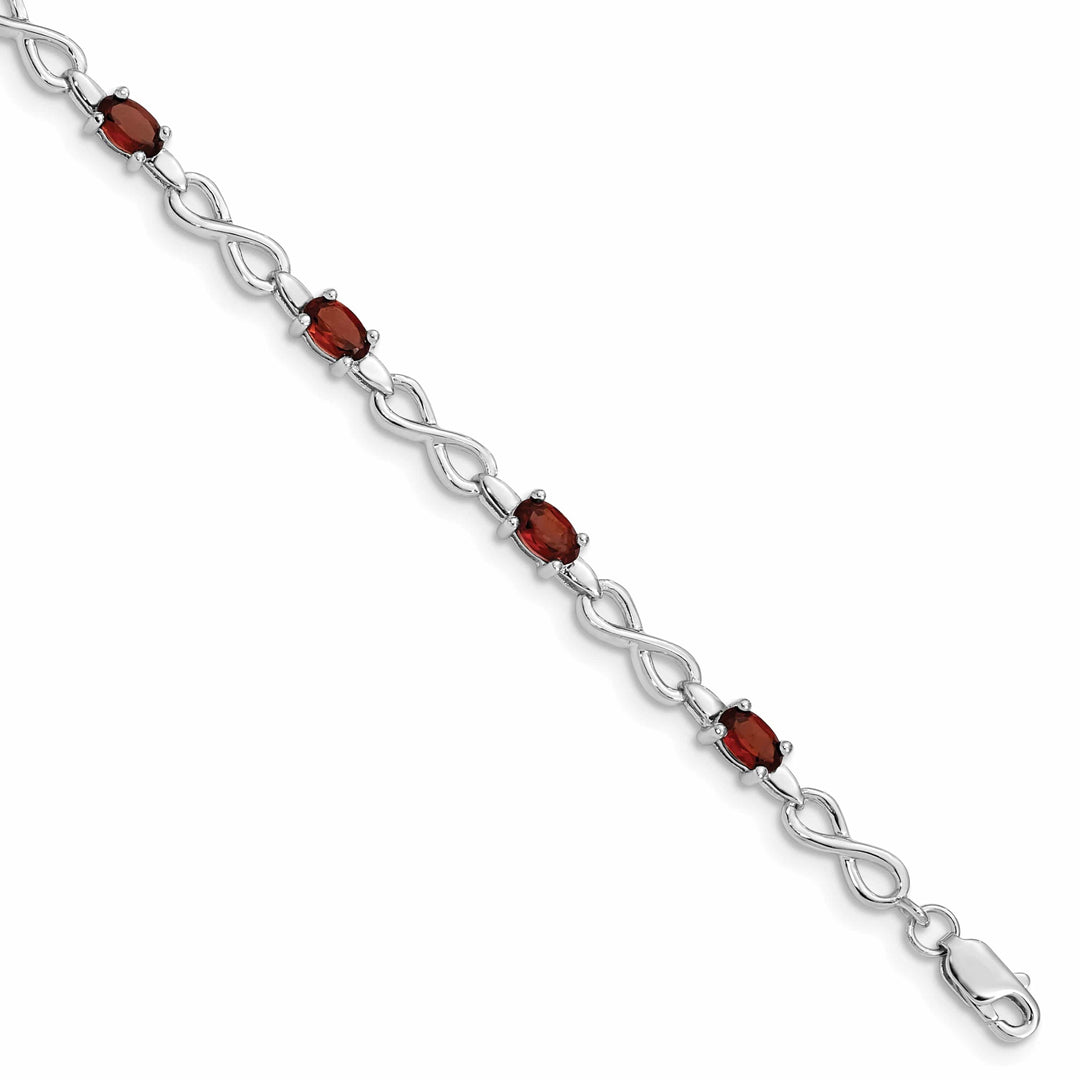 Lovely Rita's Bracelets Silver Oval Stones Garnet Gemstone Bracelet