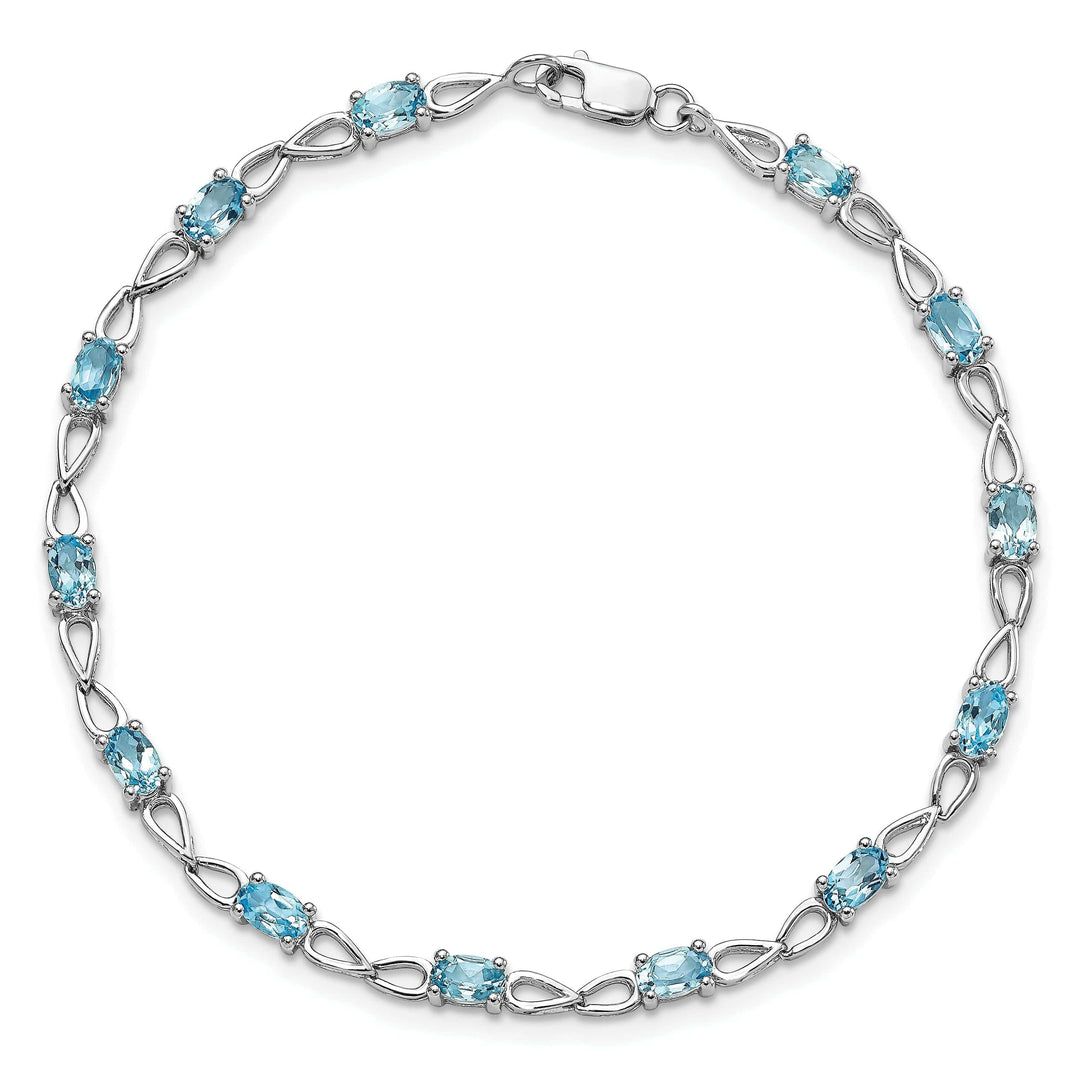 Lovely Rita's Bracelets Silver Oval Swiss Blue Topaz Gemstone Bracelet