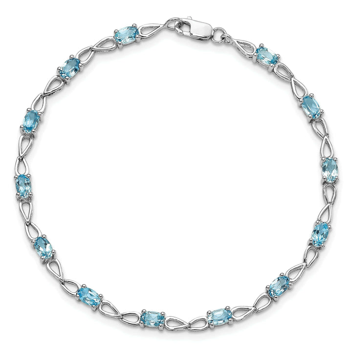 Lovely Rita's Bracelets Silver Oval Swiss Blue Topaz Gemstone Bracelet