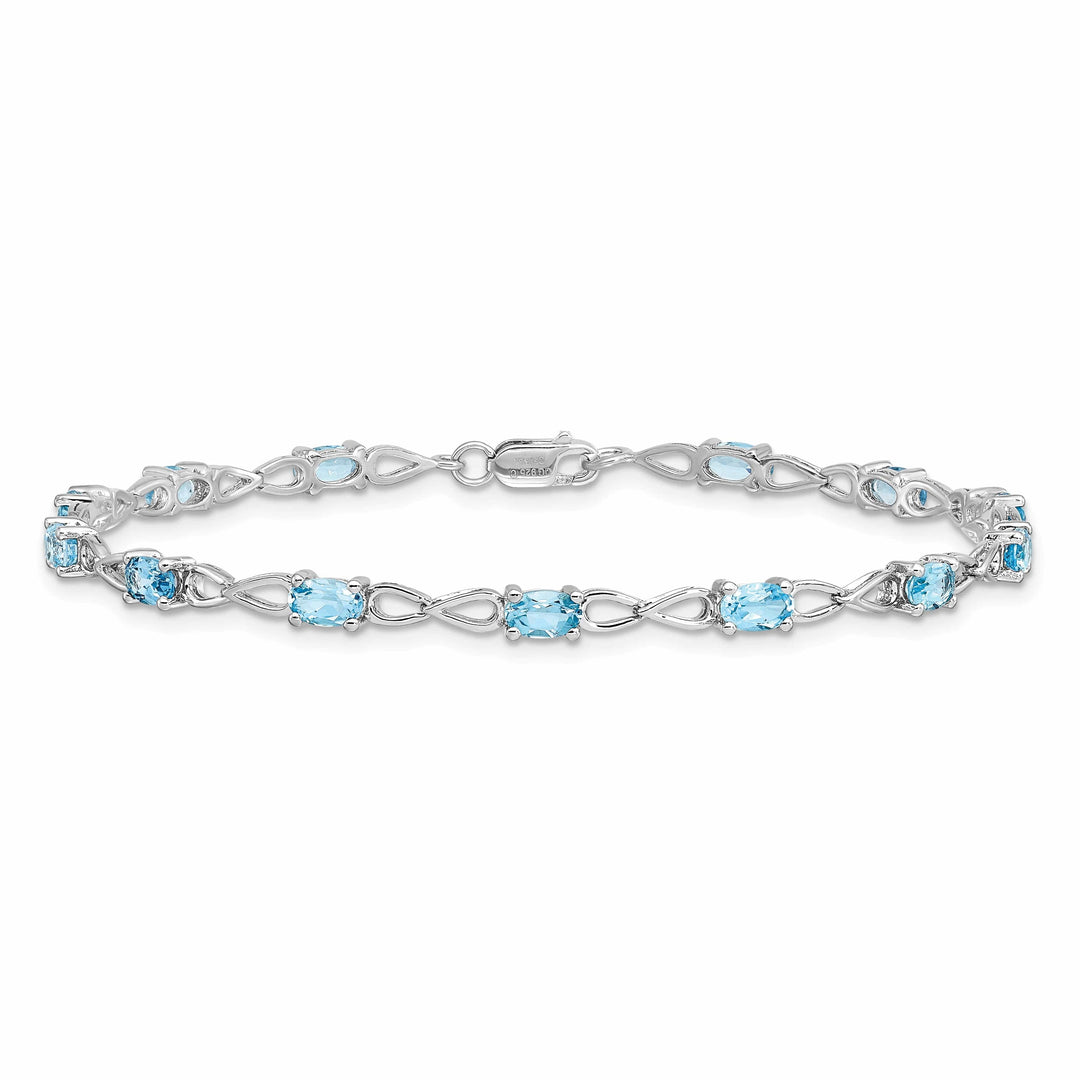 Lovely Rita's Bracelets Silver Oval Swiss Blue Topaz Gemstone Bracelet