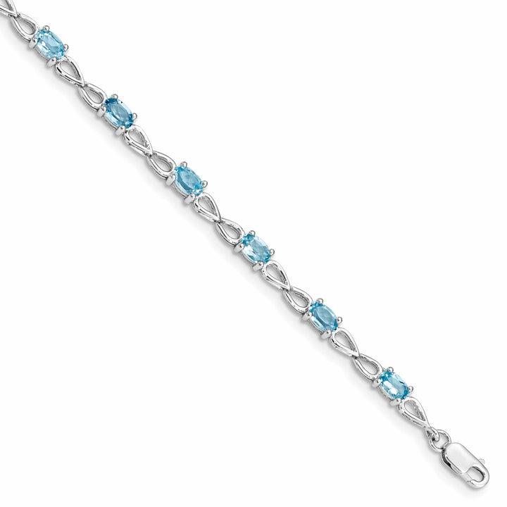 Lovely Rita's Bracelets Silver Oval Swiss Blue Topaz Gemstone Bracelet