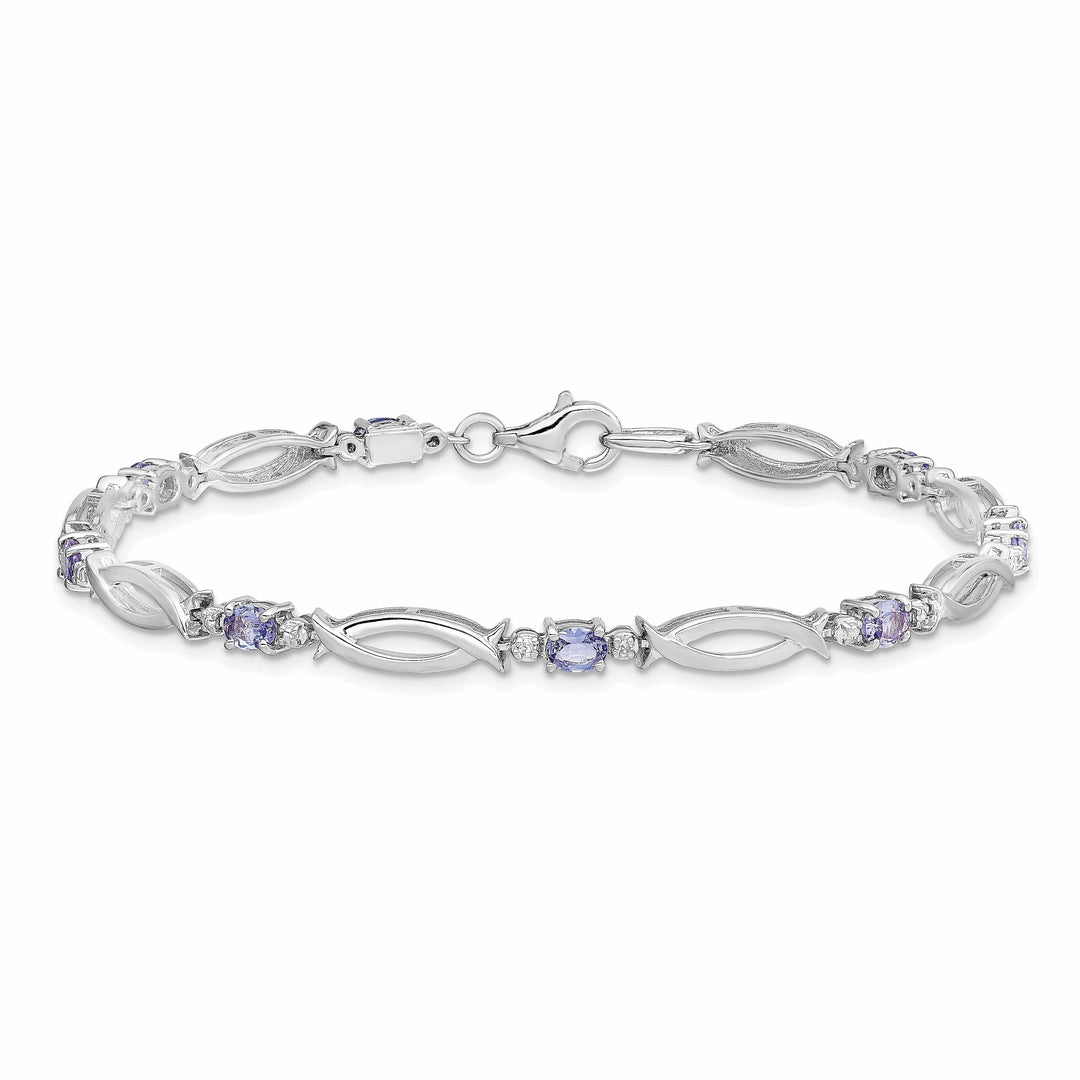 Lovely Rita's Bracelets Silver Oval Tanzanite Round Diamond Bracelet