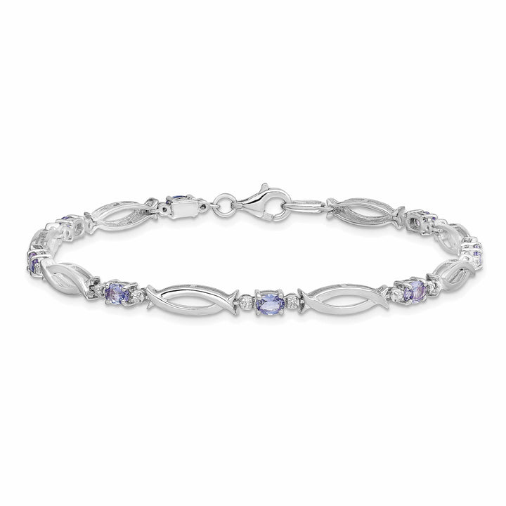 Lovely Rita's Bracelets Silver Oval Tanzanite Round Diamond Bracelet