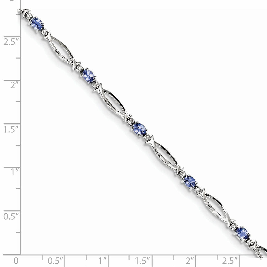 Lovely Rita's Bracelets Silver Oval Tanzanite Round Diamond Bracelet