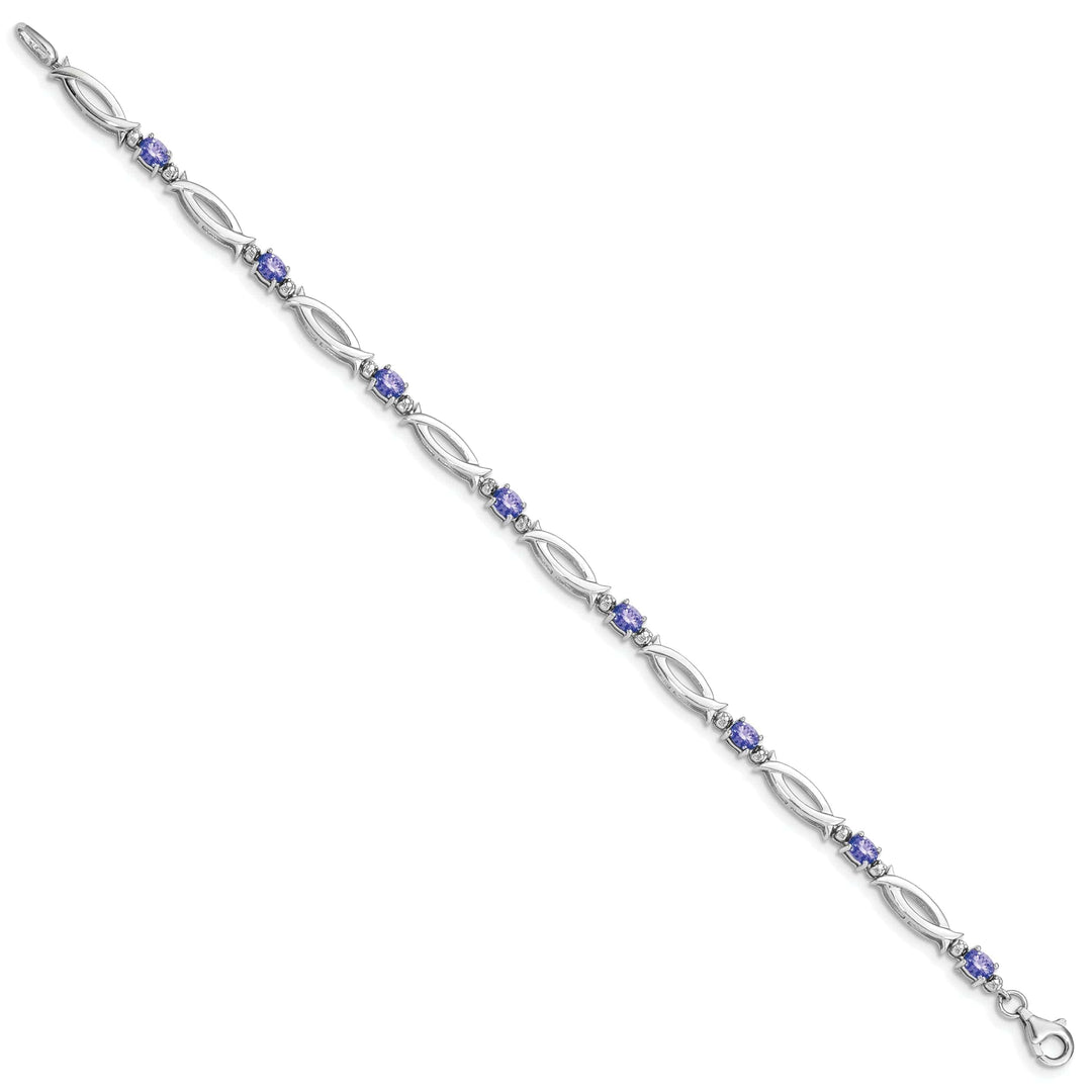 Lovely Rita's Bracelets Silver Oval Tanzanite Round Diamond Bracelet