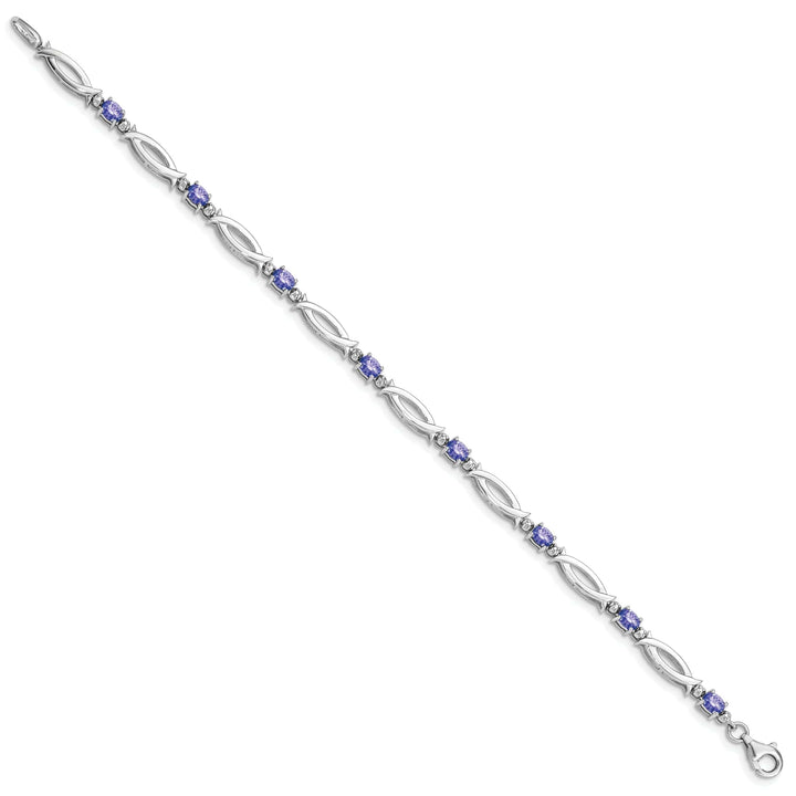 Lovely Rita's Bracelets Silver Oval Tanzanite Round Diamond Bracelet