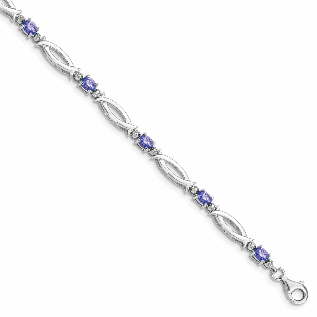 Lovely Rita's Bracelets Silver Oval Tanzanite Round Diamond Bracelet