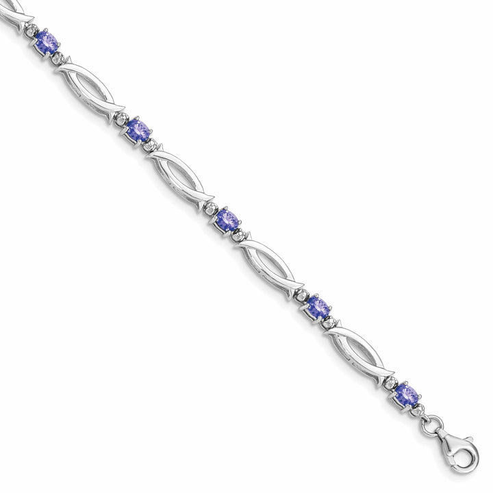 Lovely Rita's Bracelets Silver Oval Tanzanite Round Diamond Bracelet