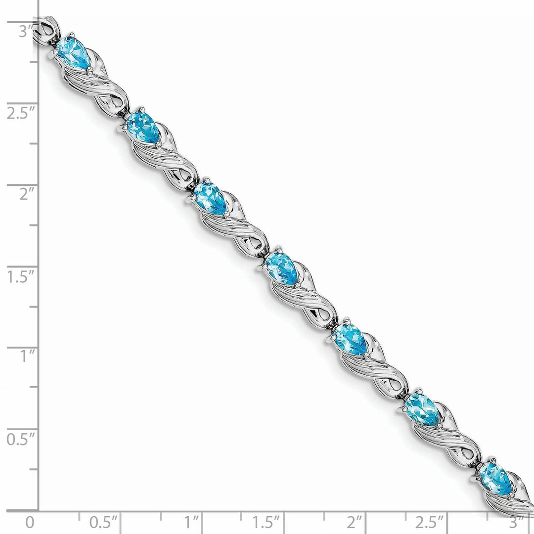 Lovely Rita's Bracelets Silver Pear Cut Blue Topaz Gemstone Bracelet