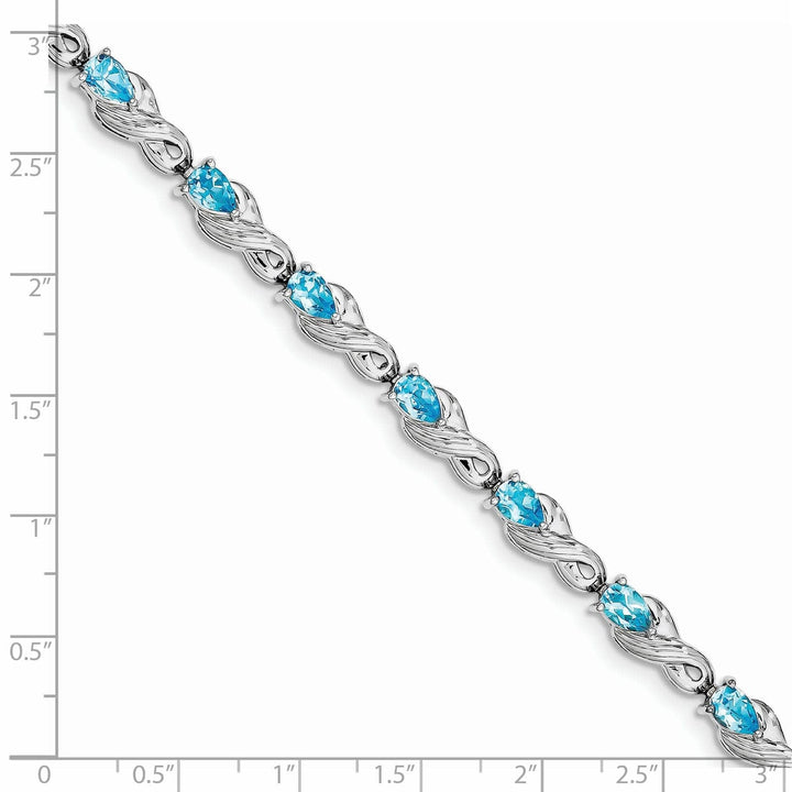 Lovely Rita's Bracelets Silver Pear Cut Blue Topaz Gemstone Bracelet