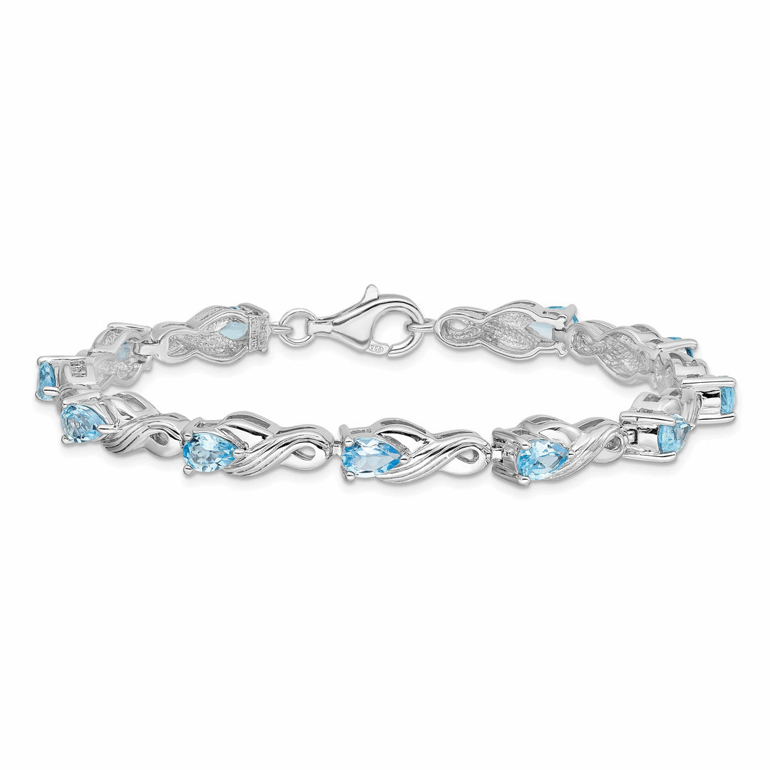 Lovely Rita's Bracelets Silver Pear Cut Blue Topaz Gemstone Bracelet