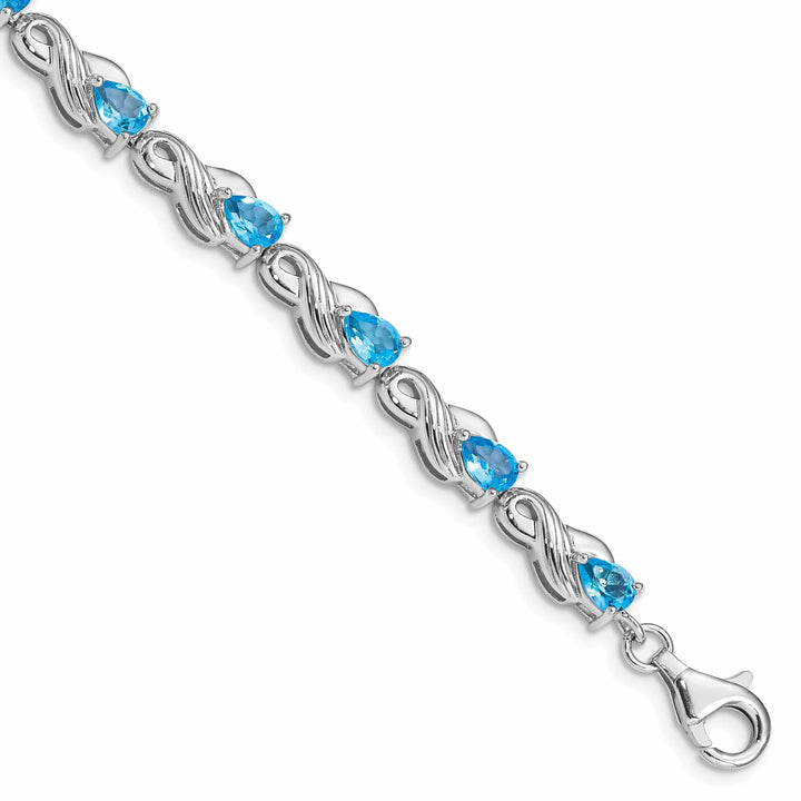 Lovely Rita's Bracelets Silver Pear Cut Blue Topaz Gemstone Bracelet