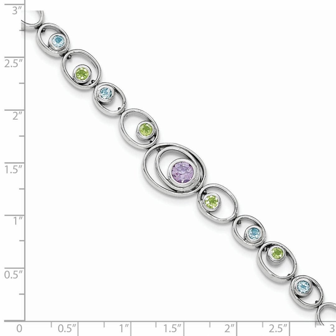 Lovely Rita's Bracelets Silver Peridot Blue Topaz Amethyst Bracelet