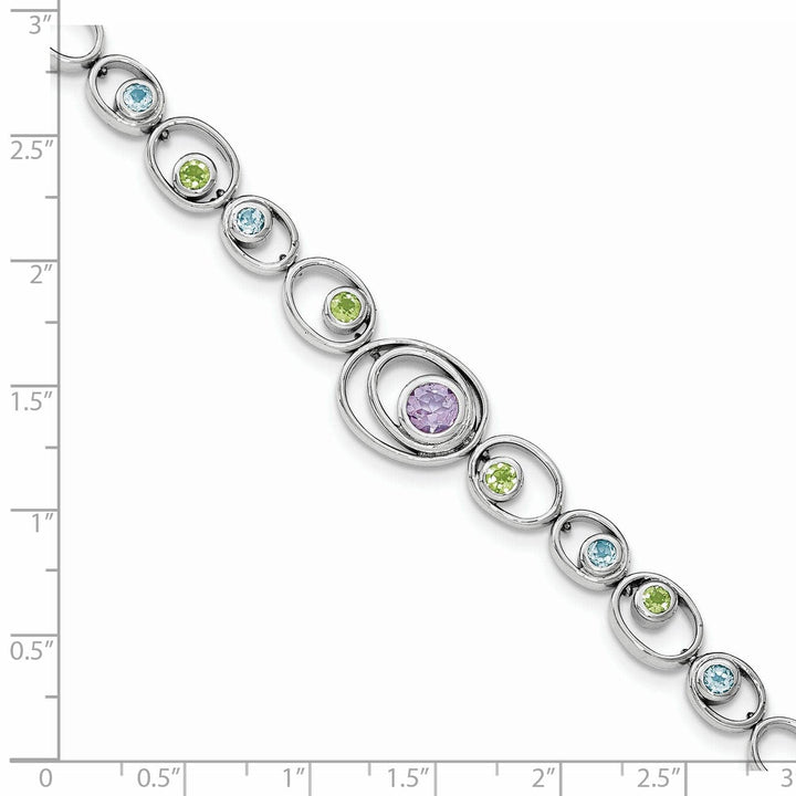 Lovely Rita's Bracelets Silver Peridot Blue Topaz Amethyst Bracelet