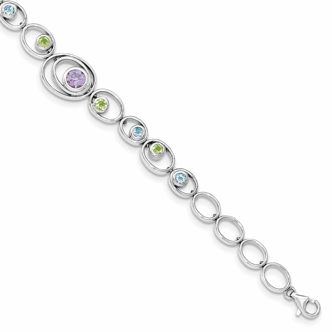 Lovely Rita's Bracelets Silver Peridot Blue Topaz Amethyst Bracelet