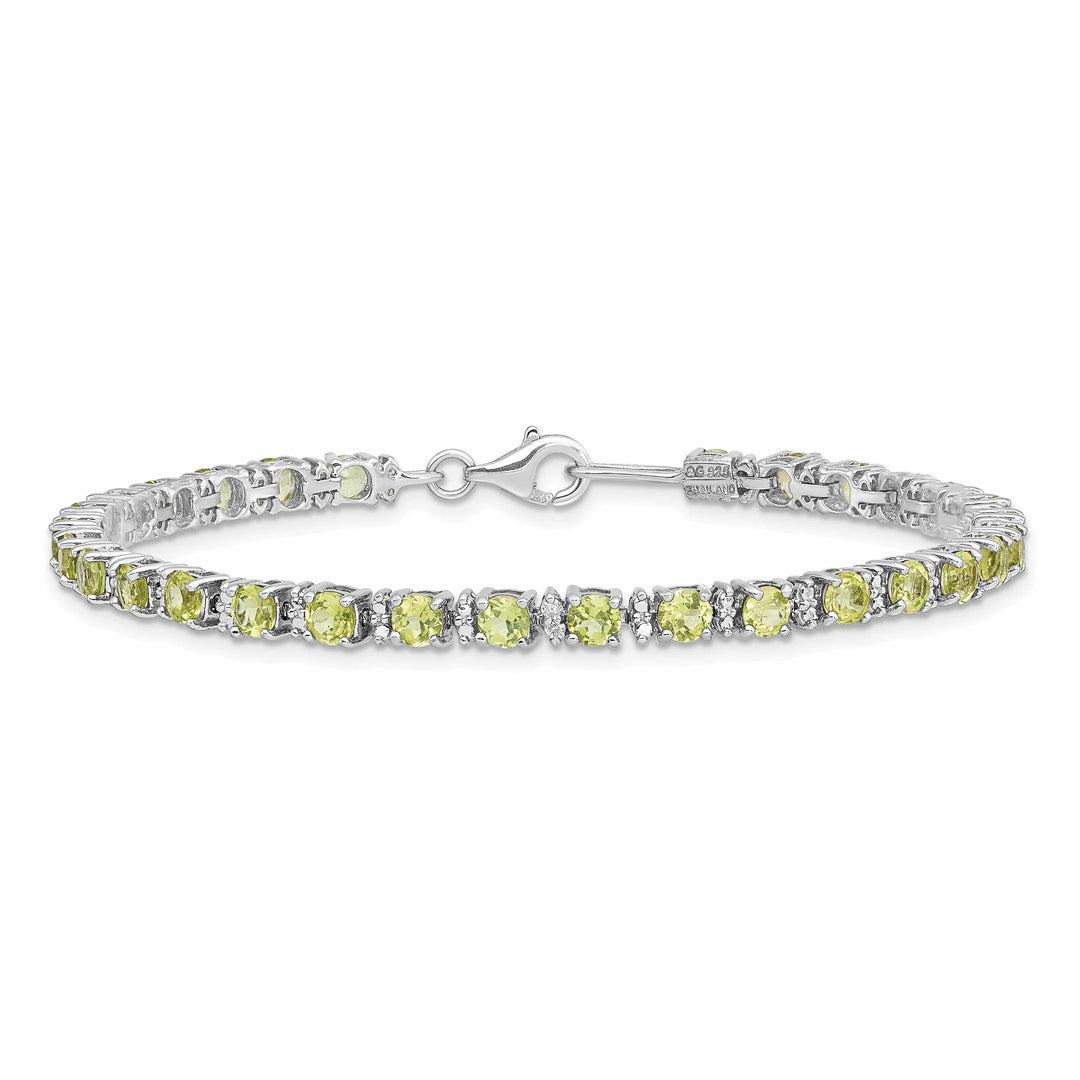 Lovely Rita's Bracelets Silver Peridot Gemstone Diamond Bracelet