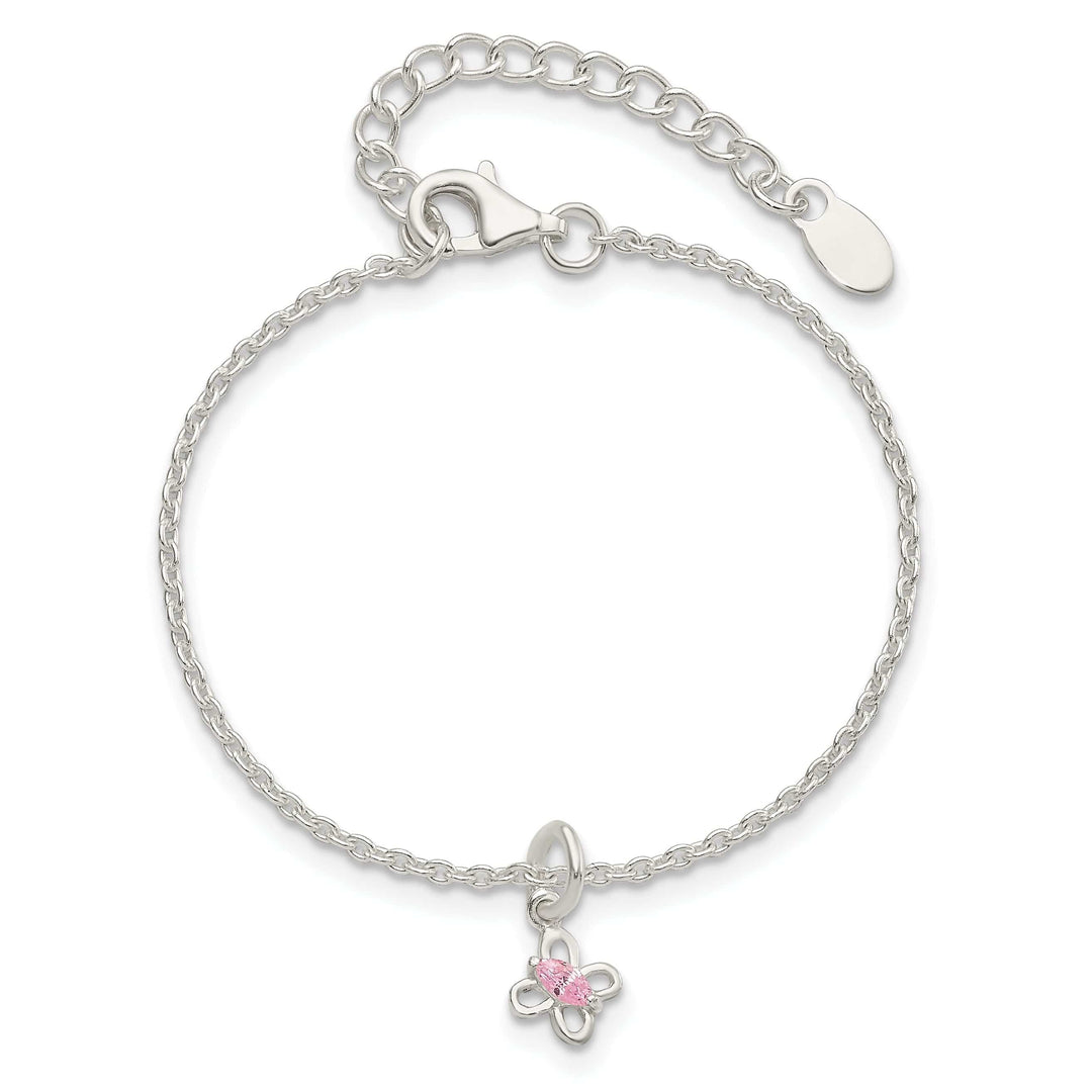 Lovely Rita's Bracelets Silver Pink C.Z Butterfly Kid's Bracelet