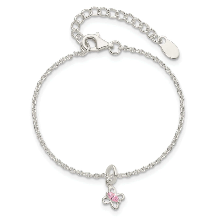 Lovely Rita's Bracelets Silver Pink C.Z Butterfly Kid's Bracelet