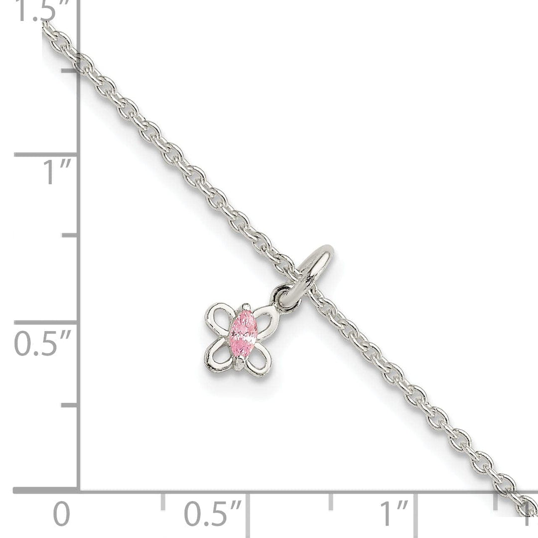 Lovely Rita's Bracelets Silver Pink C.Z Butterfly Kid's Bracelet