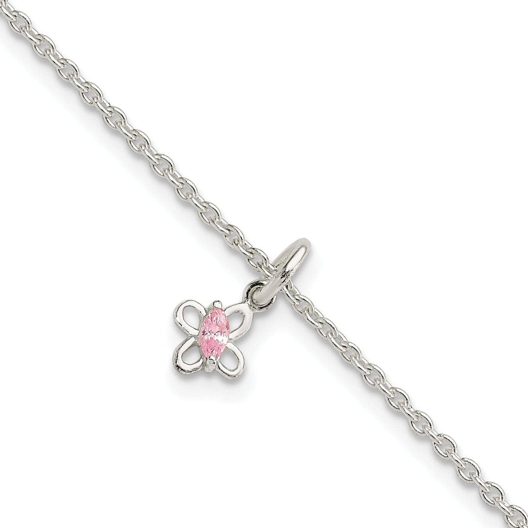 Lovely Rita's Bracelets Silver Pink C.Z Butterfly Kid's Bracelet