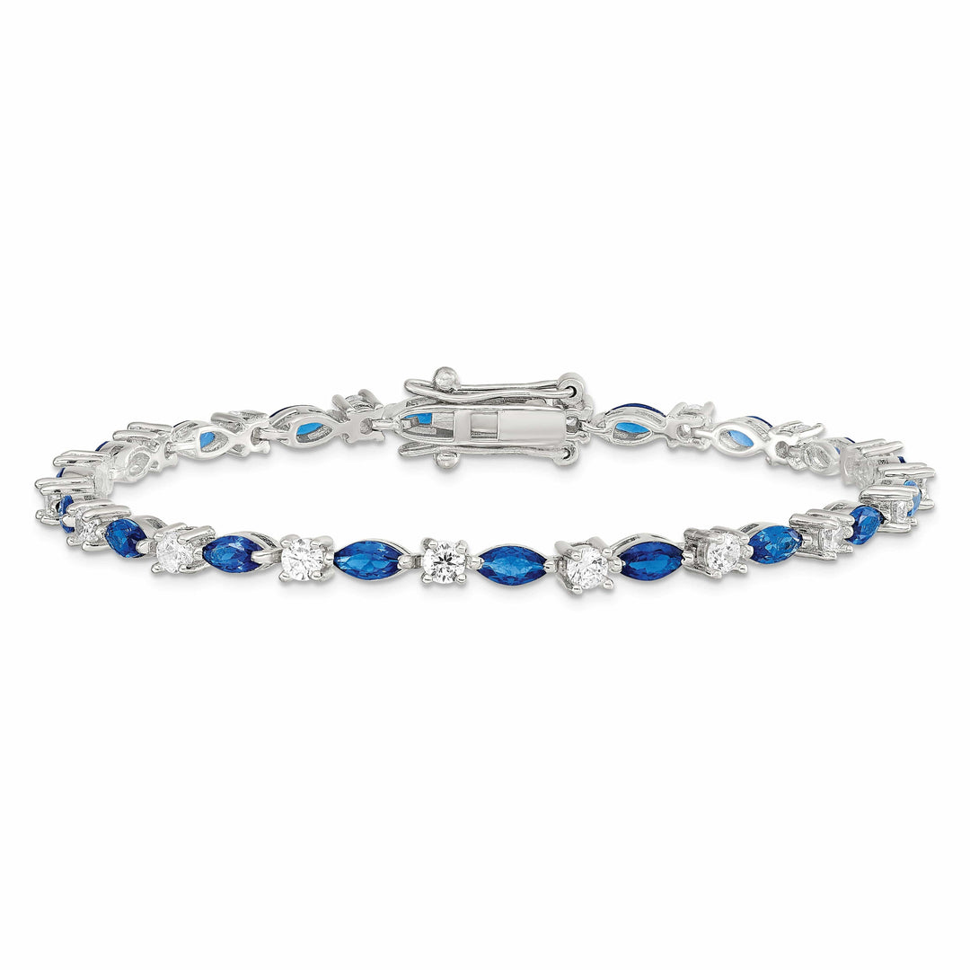 Lovely Rita's Bracelets Silver Polish 37 Stones Blue Clear C.Z Bracelet