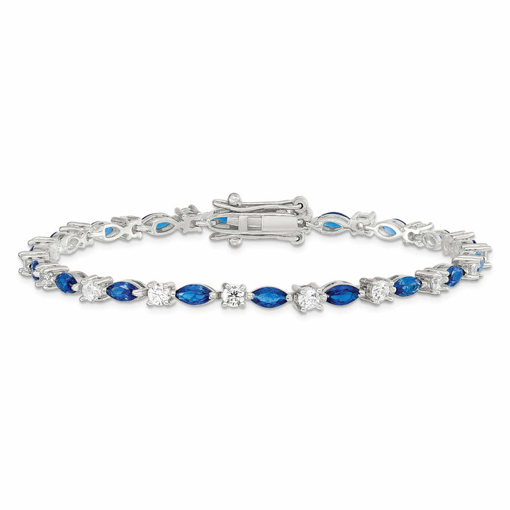 Lovely Rita's Bracelets Silver Polish 37 Stones Blue Clear C.Z Bracelet