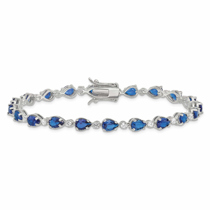 Lovely Rita's Bracelets Silver Polish 38 Stone Blue Clear C.Z Bracelet