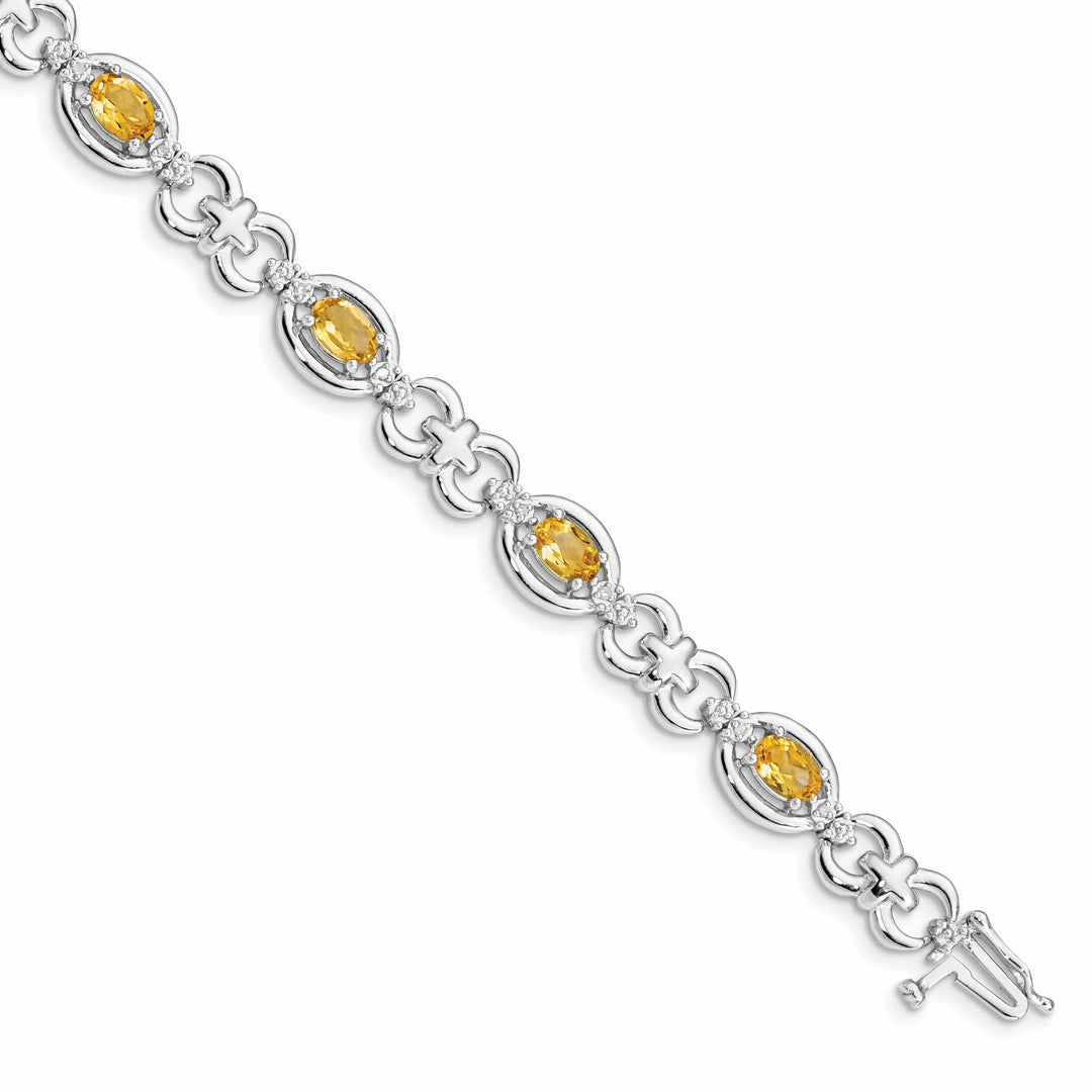 Lovely Rita's Bracelets Silver Polish Citrine Gemstone Diamond Bracelet