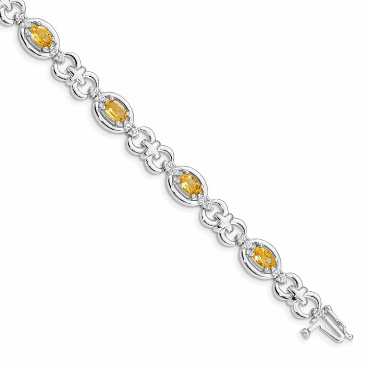 Lovely Rita's Bracelets Silver Polish Citrine Gemstone Diamond Bracelet