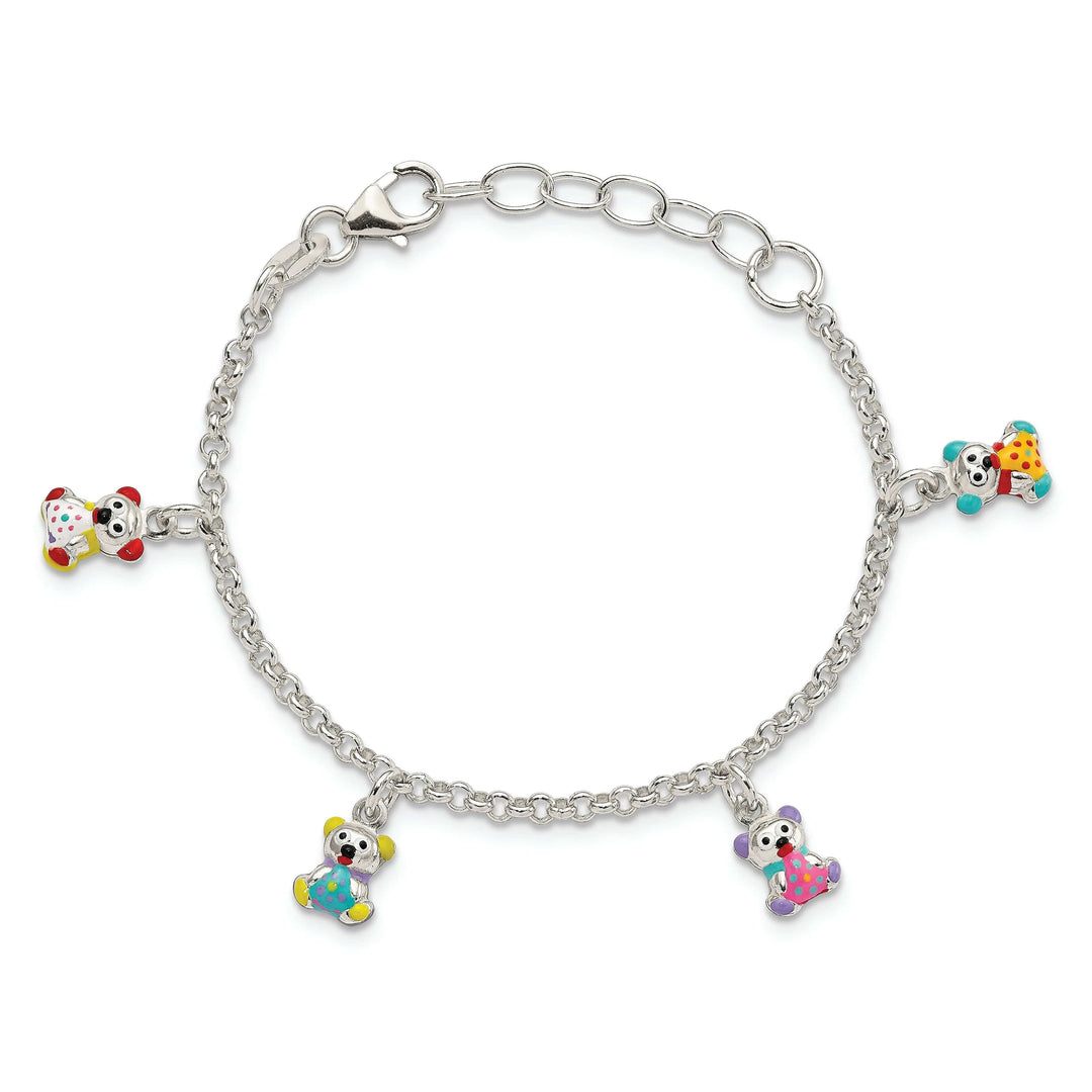Lovely Rita's Bracelets Silver Polish Enamel Bear Child Charm Bracelet
