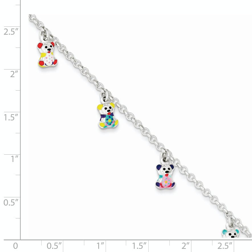 Lovely Rita's Bracelets Silver Polish Enamel Bear Child Charm Bracelet