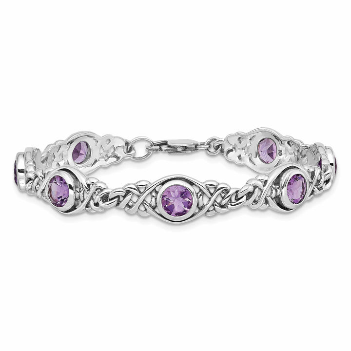 Lovely Rita's Bracelets Silver Polish Finish Amethyst Gemstone Bracelet