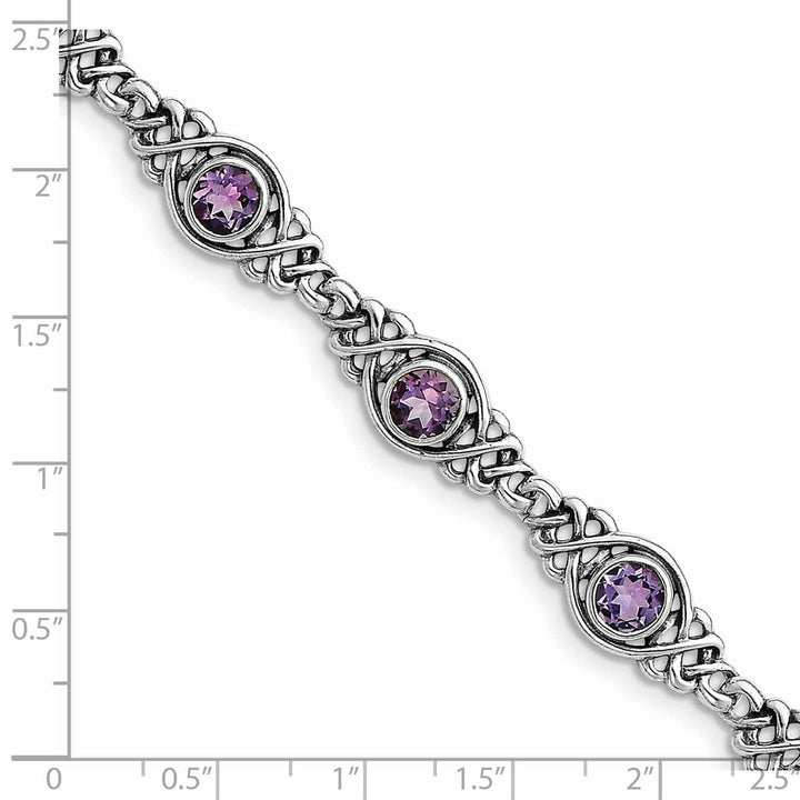 Lovely Rita's Bracelets Silver Polish Finish Amethyst Gemstone Bracelet