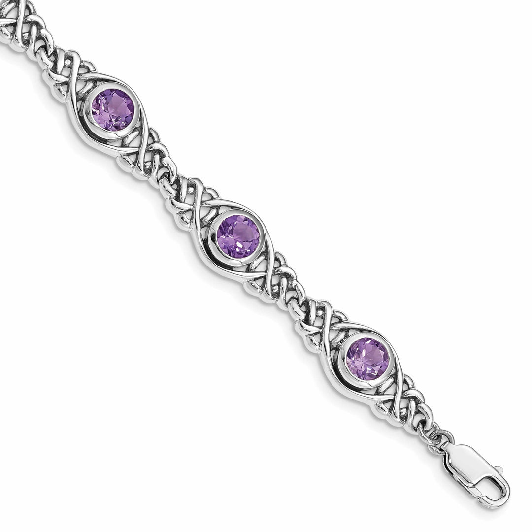 Lovely Rita's Bracelets Silver Polish Finish Amethyst Gemstone Bracelet