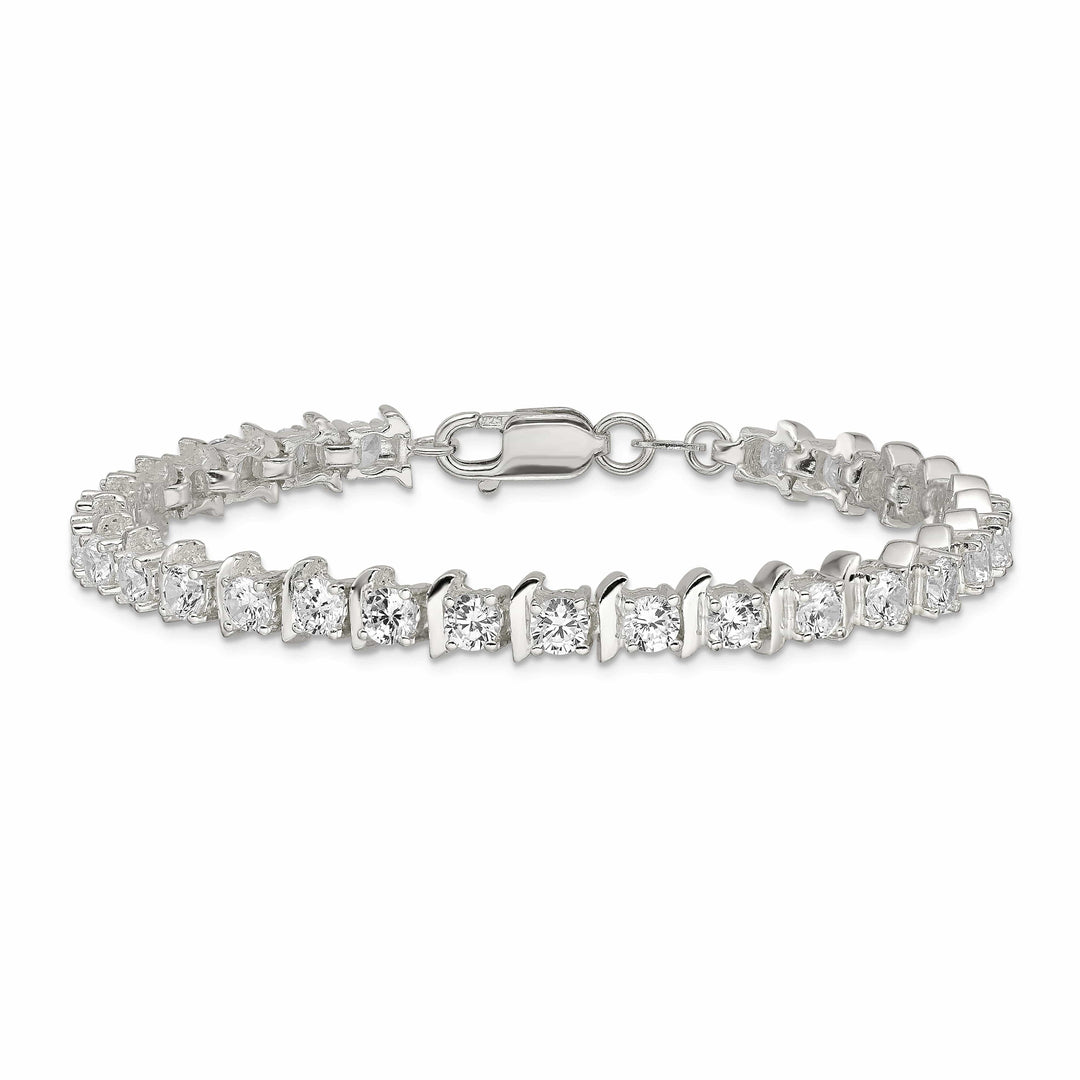 Lovely Rita's Bracelets Silver Polish Finish CZ Fancy Polished Bracelet