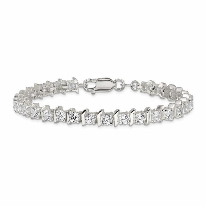 Lovely Rita's Bracelets Silver Polish Finish CZ Fancy Polished Bracelet