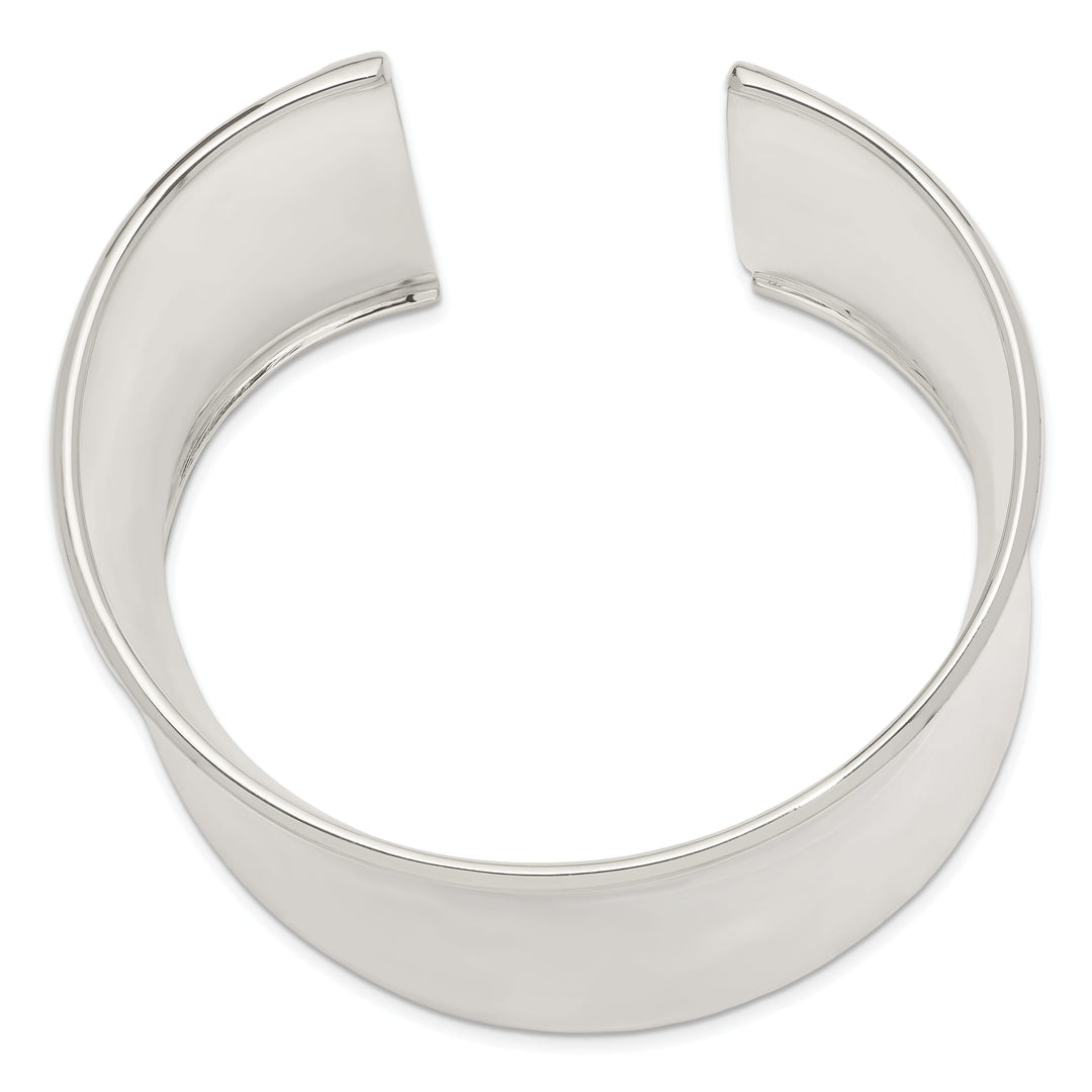 Lovely Rita's Bracelets Silver Polish Finish Hollow Concave Cuff Bangle