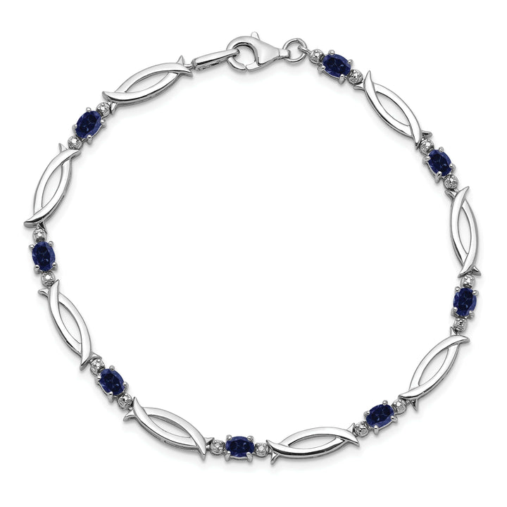Lovely Rita's Bracelets Silver Polish Finish Sapphire Diamond Bracelet