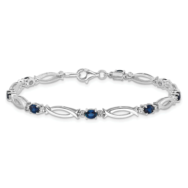 Lovely Rita's Bracelets Silver Polish Finish Sapphire Diamond Bracelet