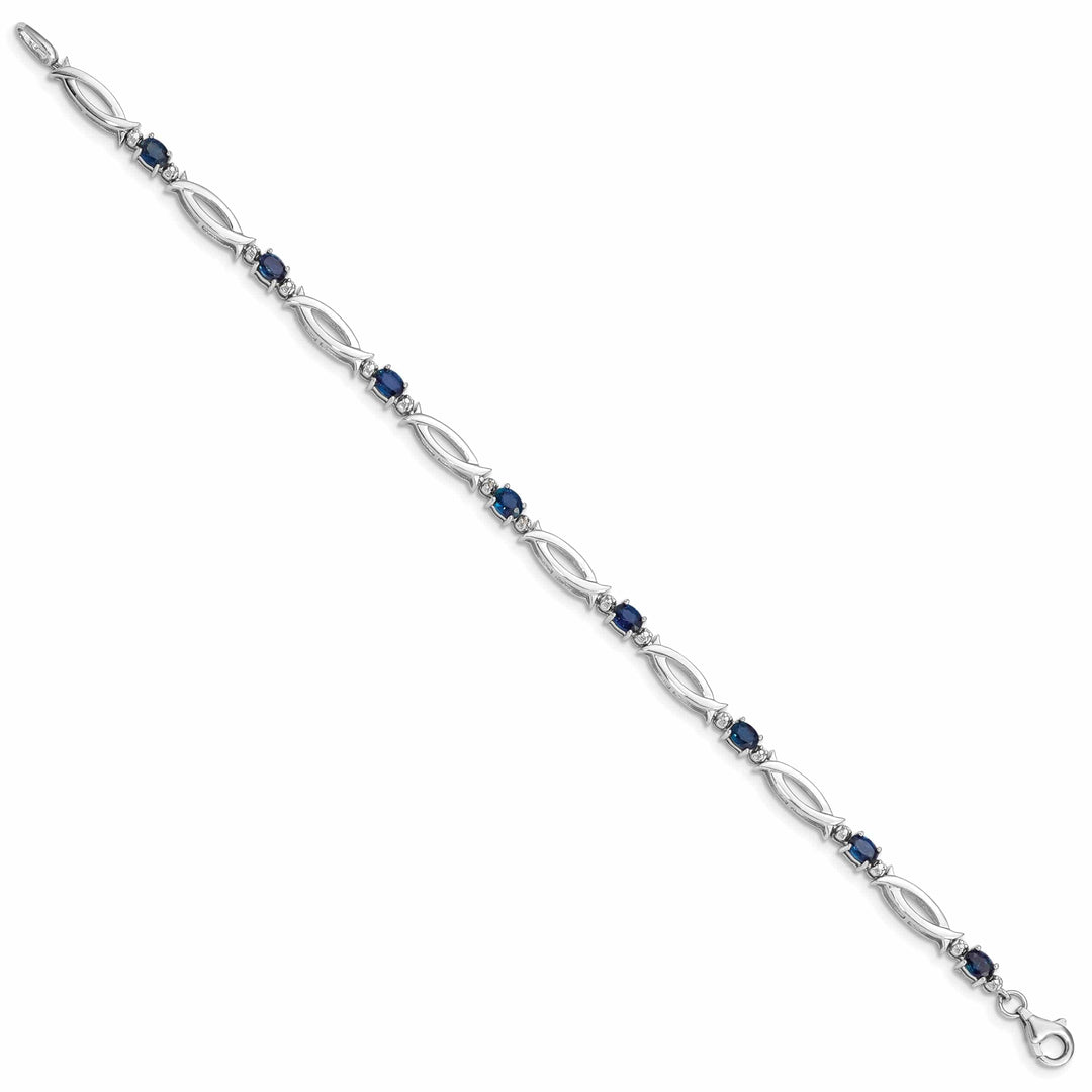 Lovely Rita's Bracelets Silver Polish Finish Sapphire Diamond Bracelet