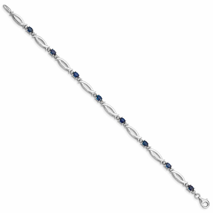 Lovely Rita's Bracelets Silver Polish Finish Sapphire Diamond Bracelet
