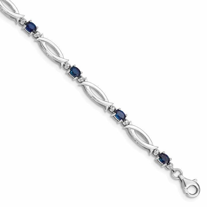Lovely Rita's Bracelets Silver Polish Finish Sapphire Diamond Bracelet