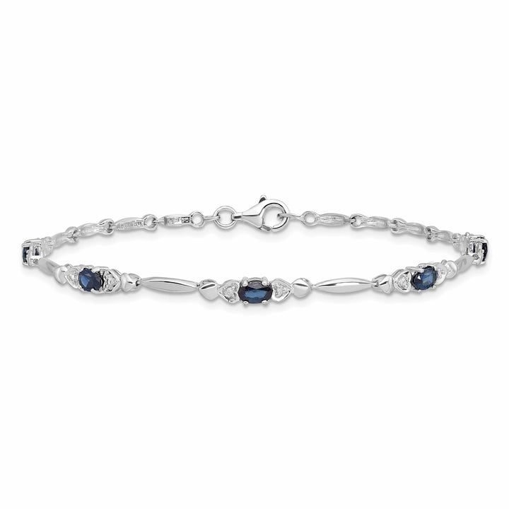 Lovely Rita's Bracelets Silver Polish Finish Sapphire Diamond Bracelet